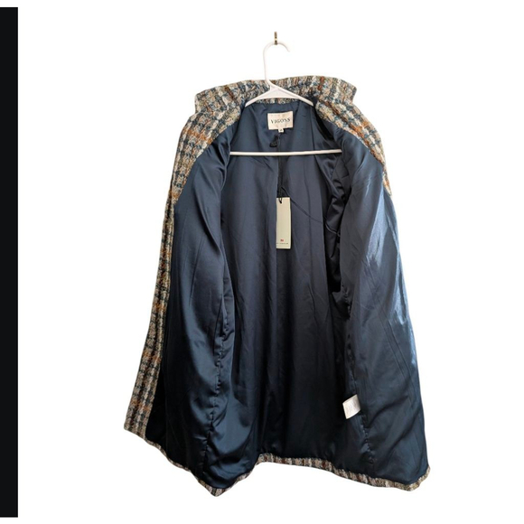 Women's VIGOSS Plaid Trench Coat XS Blue Brown - Picture 4 of 9